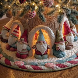 Gnome Family in the Glow Arch Christmas Tree Skirt - Made to Order TREEK101