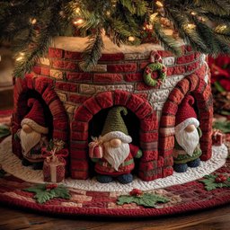 Gnomes at the Red Brick Fort Christmas Tree Skirt - Made to Order TREEK101