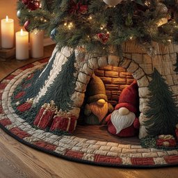 Gnome by the Fireside Tree Christmas Tree Skirt - Made to Order TREEK101