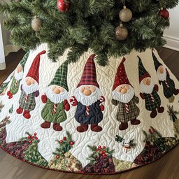 Gnome Line in Holiday Plaid Christmas Tree Skirt - Made to Order TREEK101