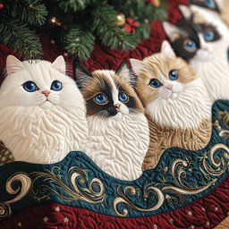 Blue Eyed Ragdoll Trio Christmas Tree Skirt - Made to Order TREEK101