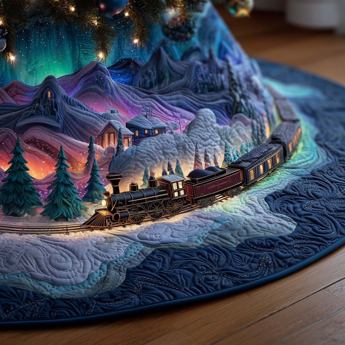 Aurora Train in the Highlands Christmas Tree Skirt - Made to Order TREEK101