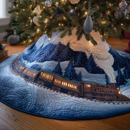 Night Train Through Blue Mountains Christmas Tree Skirt - Made to Order TREEK101