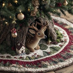 Deer at the Woodland Cottage Christmas Tree Skirt - Made to Order TREEK101