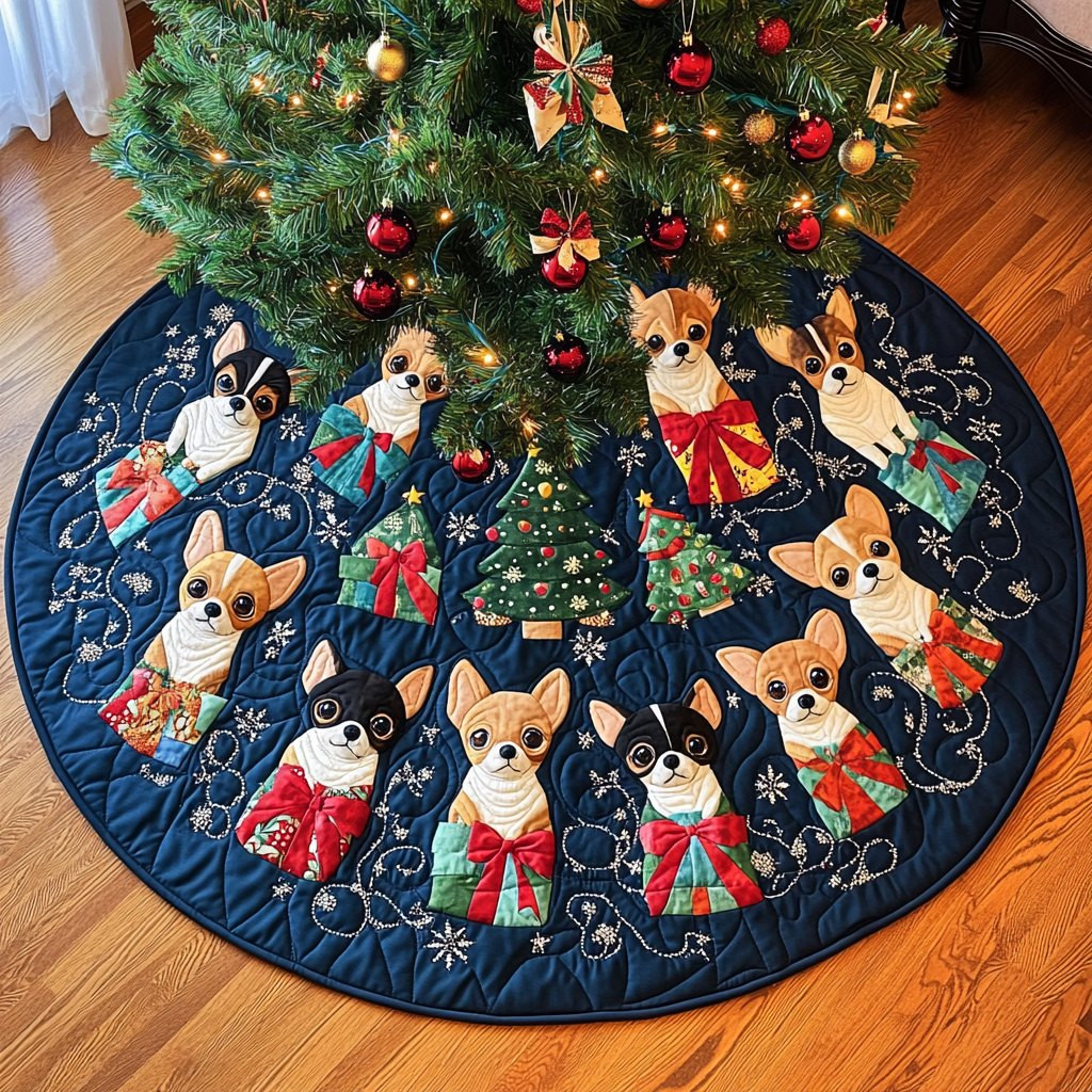 Jolly Chihuahua Joy Chritstmas Christmas Tree Skirt - Made to Order TREEK101