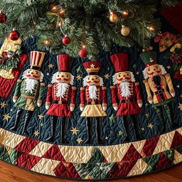 Nutcracker Line on Evergreen Christmas Tree Skirt - Made to Order TREEK101