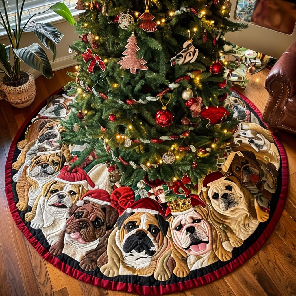 Bulldogs Under the Tree Christmas Tree Skirt - Made to Order TREEK101