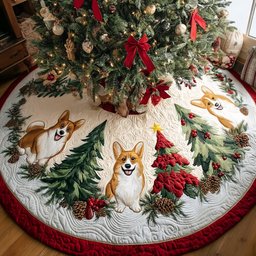 Jolly Corgi Ride Christmas Tree Skirt - Made to Order TREEK101