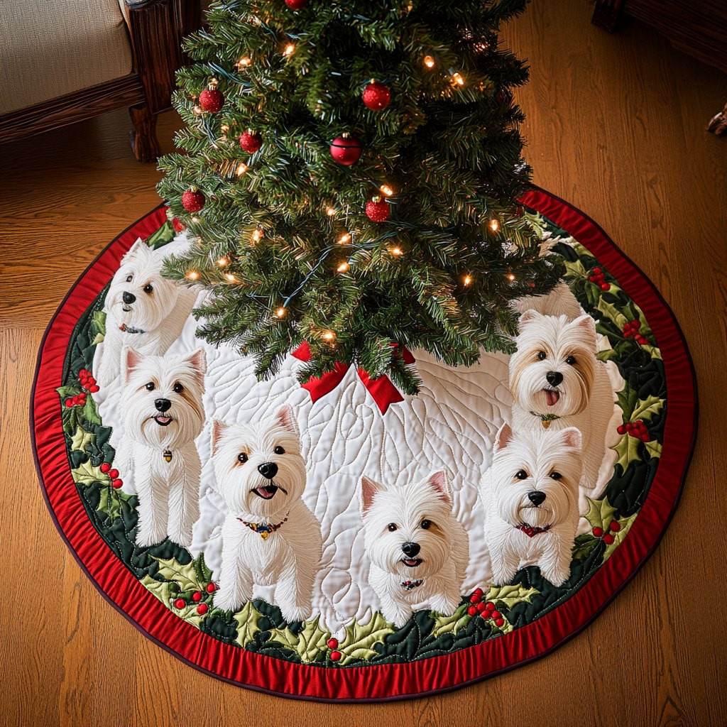 Jingle Bells Westie Christmas Tree Skirt - Made to Order TREEK101
