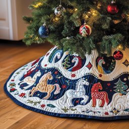 Rocking Horse Ring on Snow Christmas Tree Skirt - Made to Order TREEK101