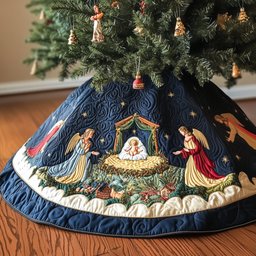 Angels Watching the Cradle Christmas Tree Skirt - Made to Order TREEK101