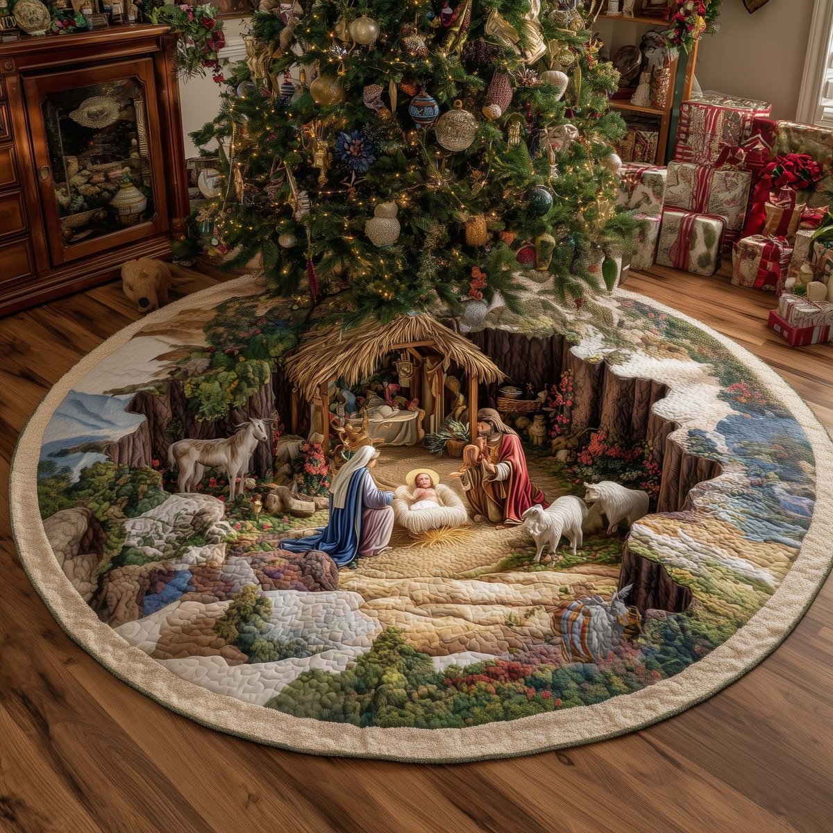 Nativity Valley Panorama Christmas Tree Skirt - Made to Order TREEK101
