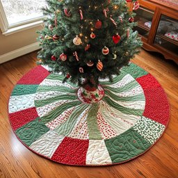 Peppermint Swirl Patchwork Christmas Tree Skirt - Made to Order TREEK101