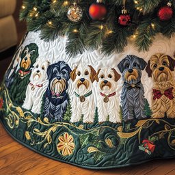 Schnauzer Five on Evergreen Christmas Tree Skirt - Made to Order TREEK101