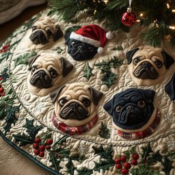 Jolly Pug 8047 Christmas Tree Skirt - Made to Order TREEK101