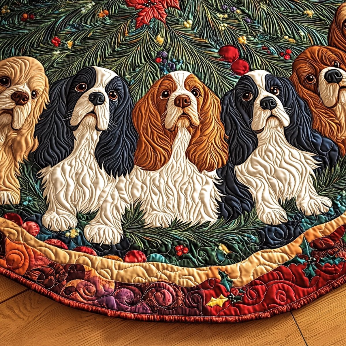 Garden Spaniel Christmas Tree Skirt - Made to Order TREEK101