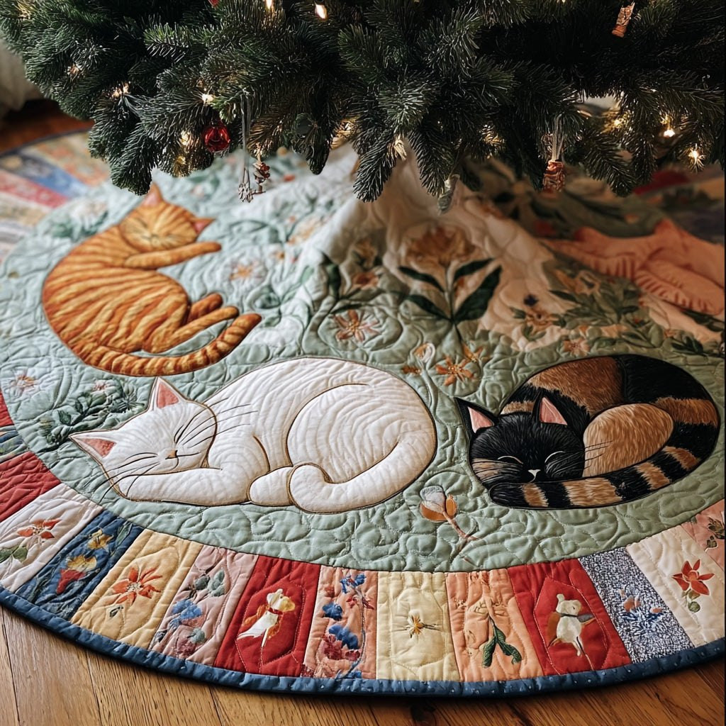Garden Nap Cats Christmas Tree Skirt - Made to Order TREEK101