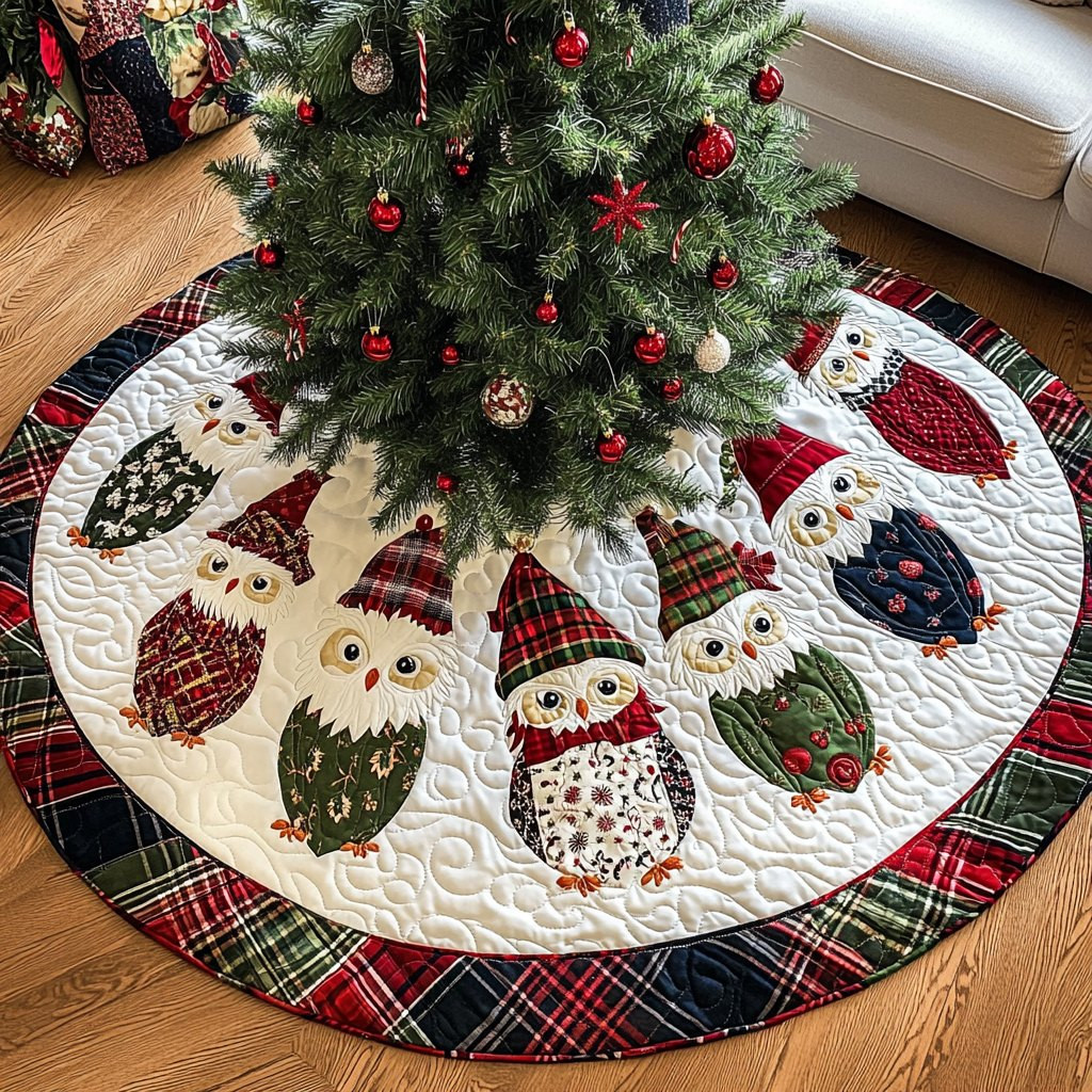 Holly Hoots Christmas Tree Skirt - Made to Order TREEK101
