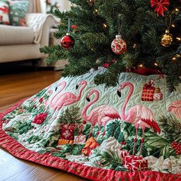 Flamingo Paradise Christmas Tree Skirt - Made to Order TREEK101