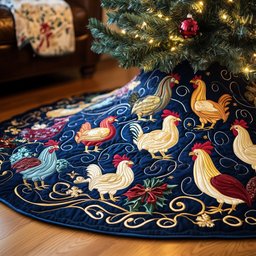 Festive Chicken Christmas Tree Skirt - Made to Order TREEK101