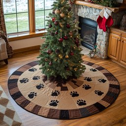 Holiday Paw Trail Christmas Tree Skirt - Made to Order TREEK101