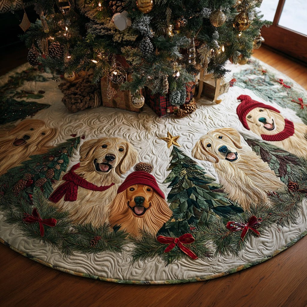 Golden Retriever Noel Christmas Tree Skirt - Made to Order TREEK101