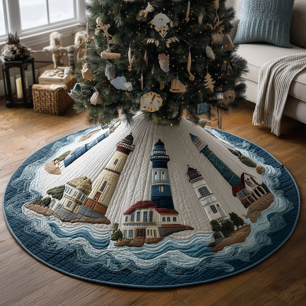 Holiday Lighthouse Haven Christmas Tree Skirt - Made to Order TREEK101