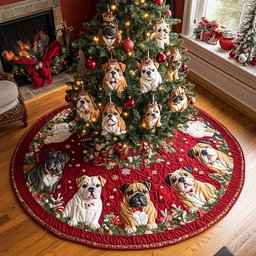 Jingle Bulldog Joy Christmas Tree Skirt - Made to Order TREEK101
