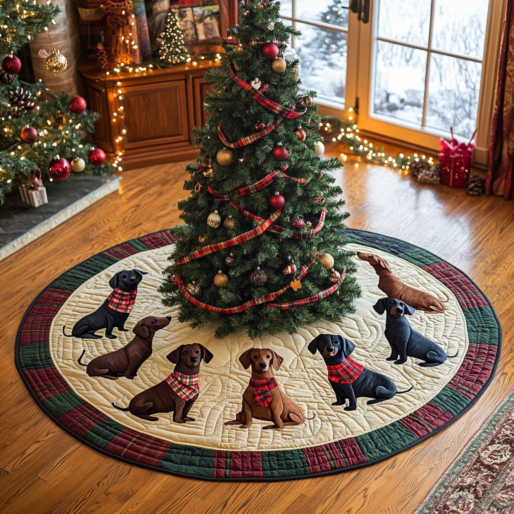 Holly Long Dog Joy Christmas Tree Skirt - Made to Order TREEK101