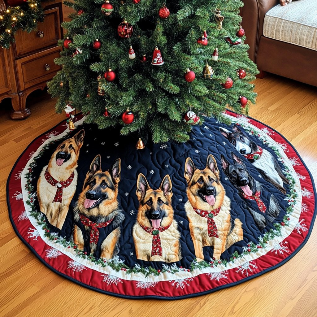 German Shepherd Holiday Joy Christmas Tree Skirt - Made to Order TREEK101