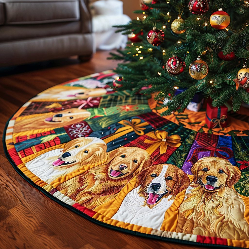 Golden Retriever Gift Christmas Tree Skirt - Made to Order TREEK101
