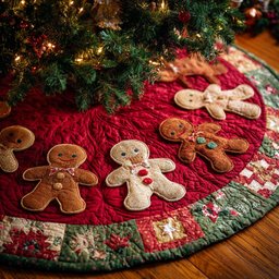Gingerbread Man Holiday Cheer Christmas Tree Skirt - Made to Order TREEK101