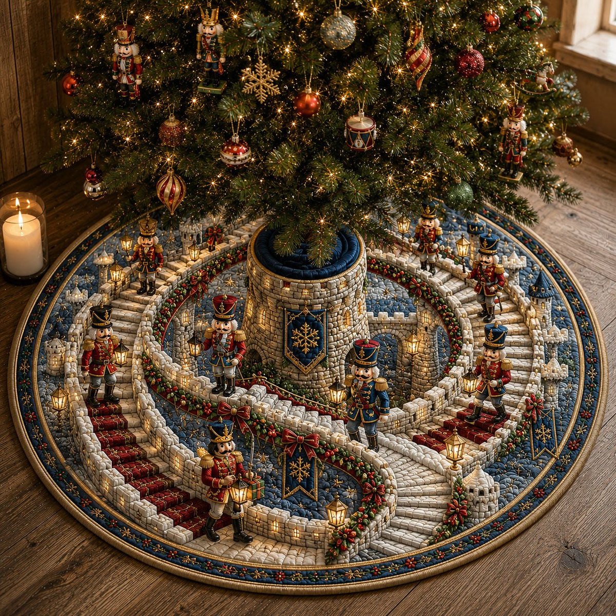 Nutcracker Spiral Castle Journey Christmas Tree Skirt - Made to Order TREEK101