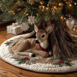 Reindeer Dream Tree Christmas Tree Skirt - Made to Order TREEK101