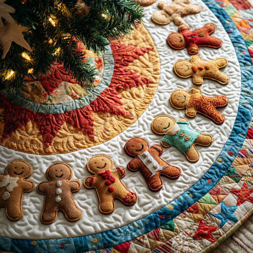 Gingerbread Man Candy Stripe Christmas Tree Skirt - Made to Order TREEK101