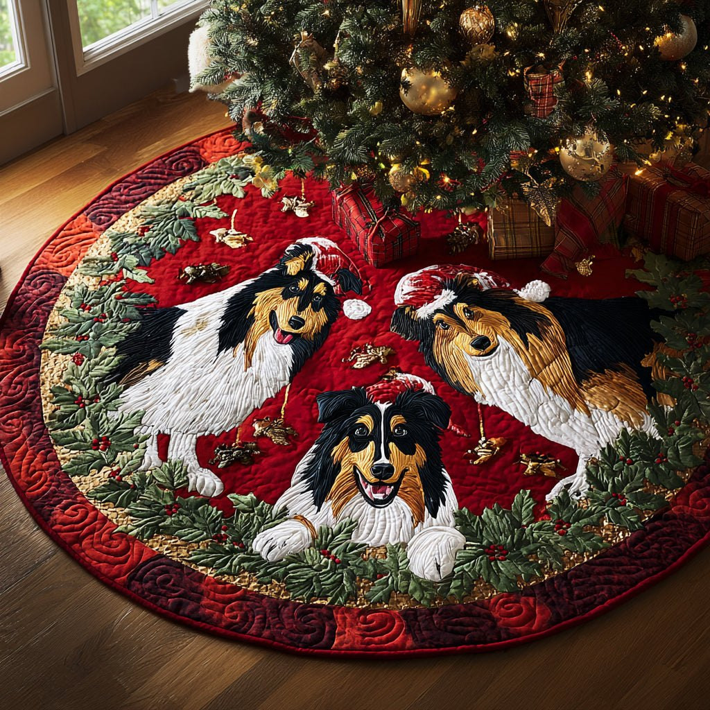 Holiday Sheltie Christmas Tree Skirt - Made to Order TREEK101