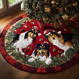 Holiday Sheltie Christmas Tree Skirt - Made to Order TREEK101