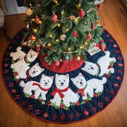 Holly Jolly Westie Christmas Tree Skirt - Made to Order TREEK101