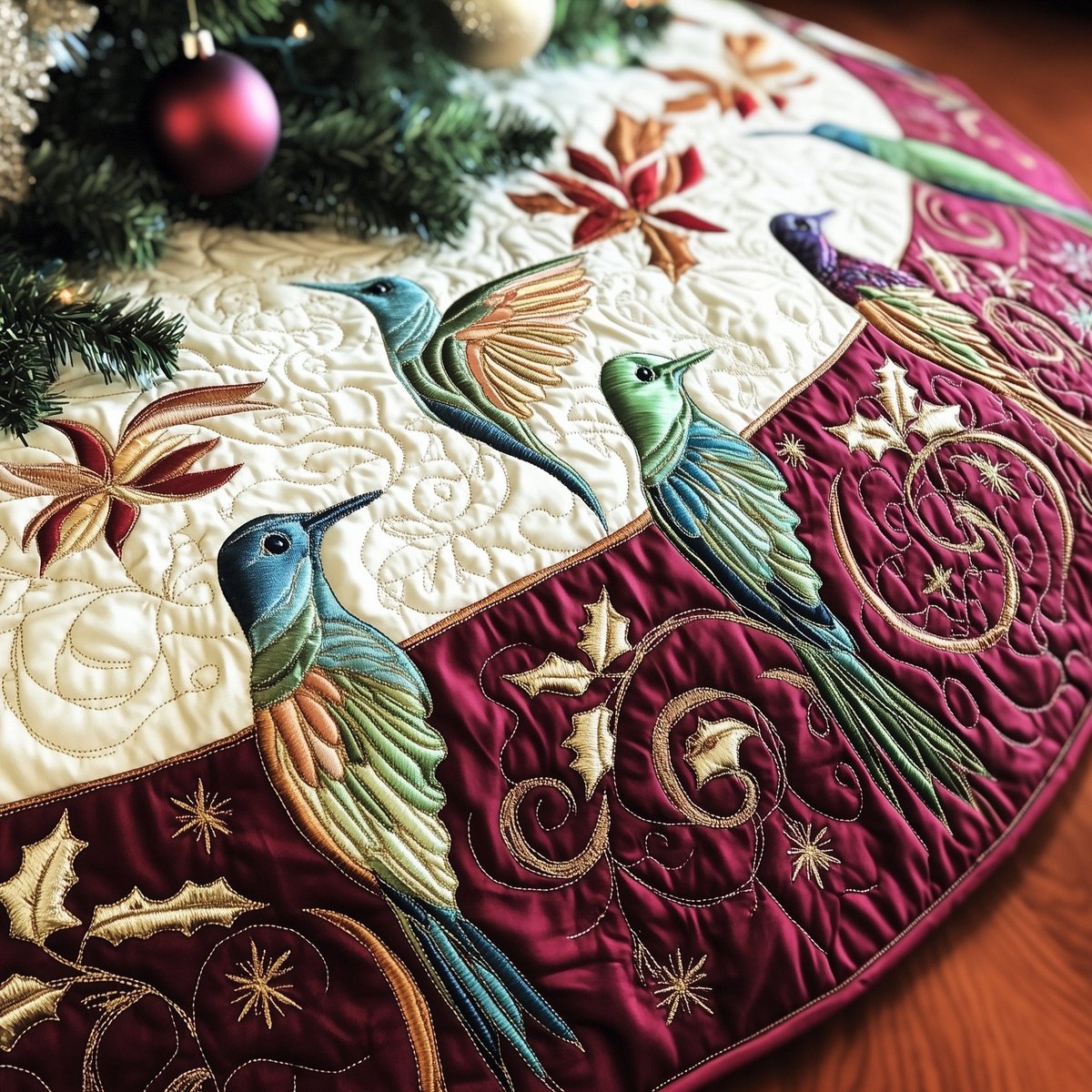 Christmas Humming Bird Christmas Tree Skirt - Made to Order TREEK101
