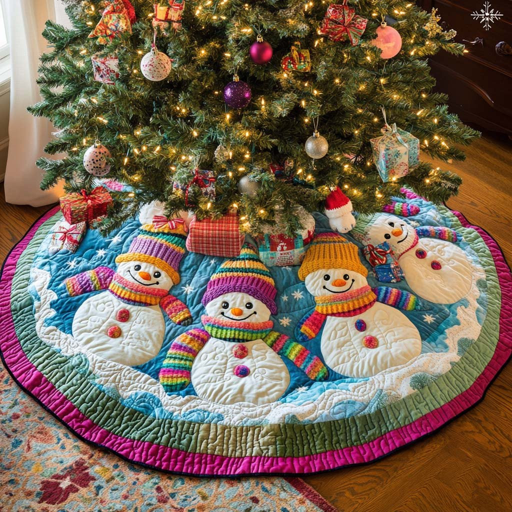 Gentle Snowman Christmas Tree Skirt - Made to Order TREEK101