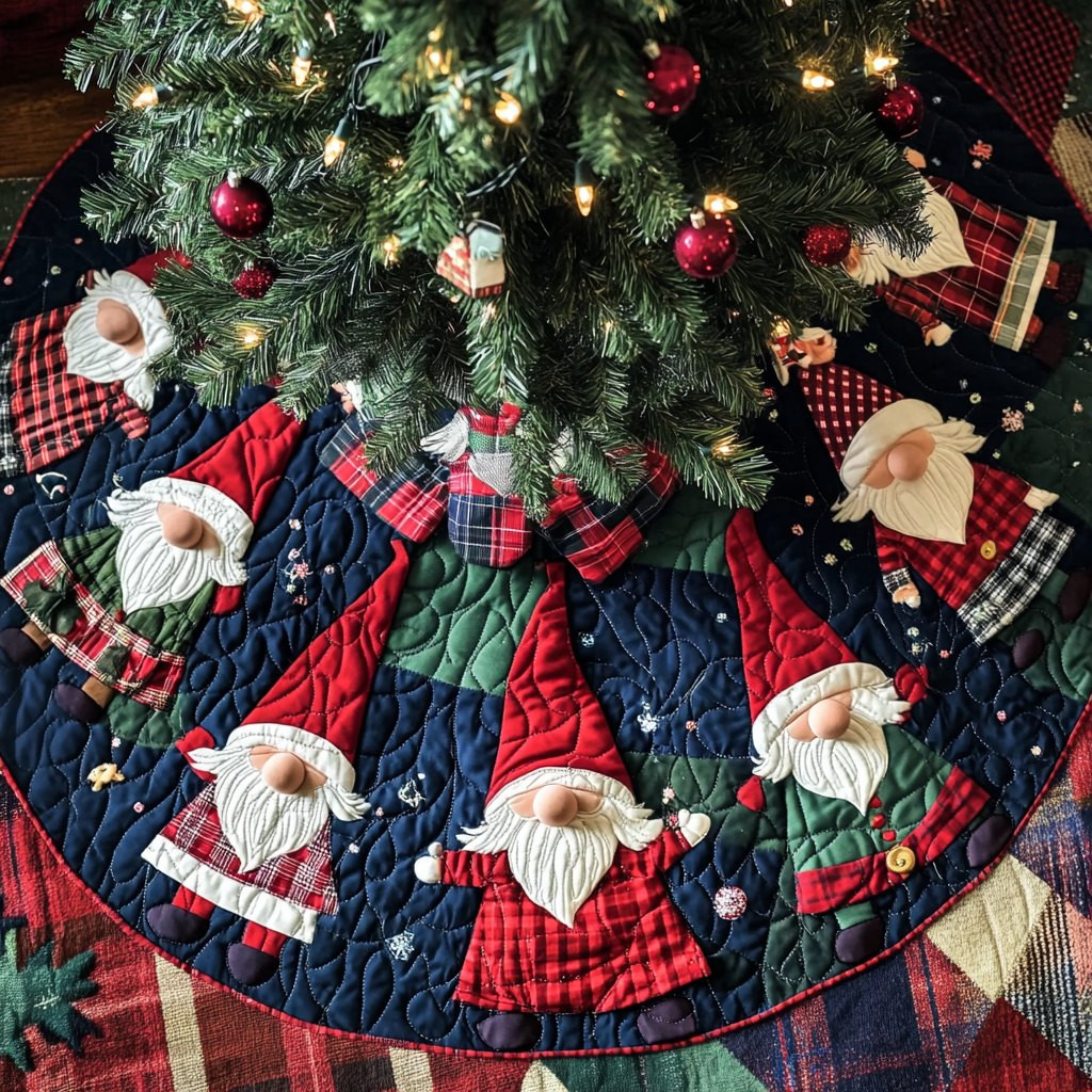 Gnome Snowy Dreams Christmas Tree Skirt - Made to Order TREEK101