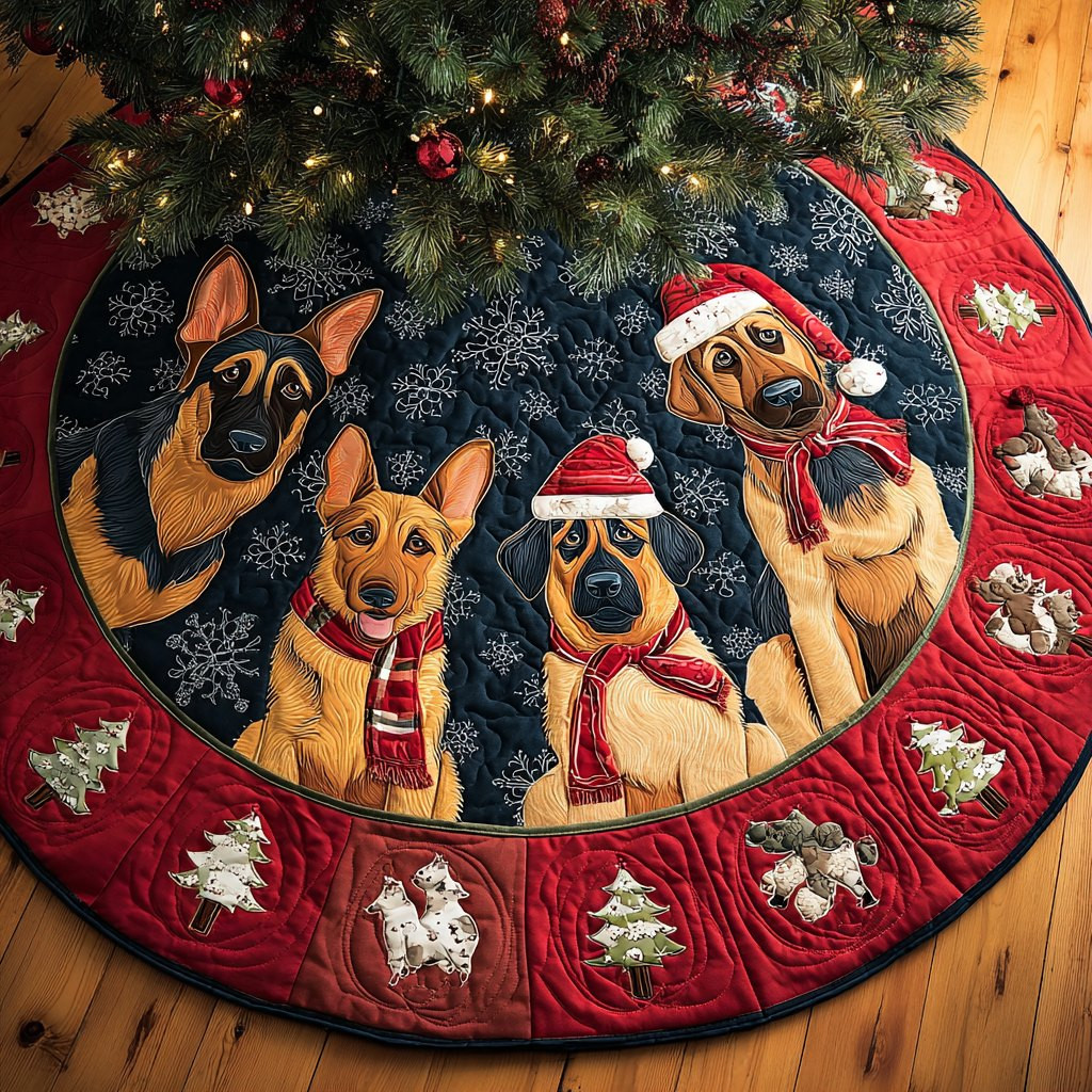 Gentle German Shepherd Christmas Tree Skirt - Made to Order TREEK101