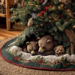 Holly Bear Hideaway Christmas Tree Skirt - Made to Order TREEK101
