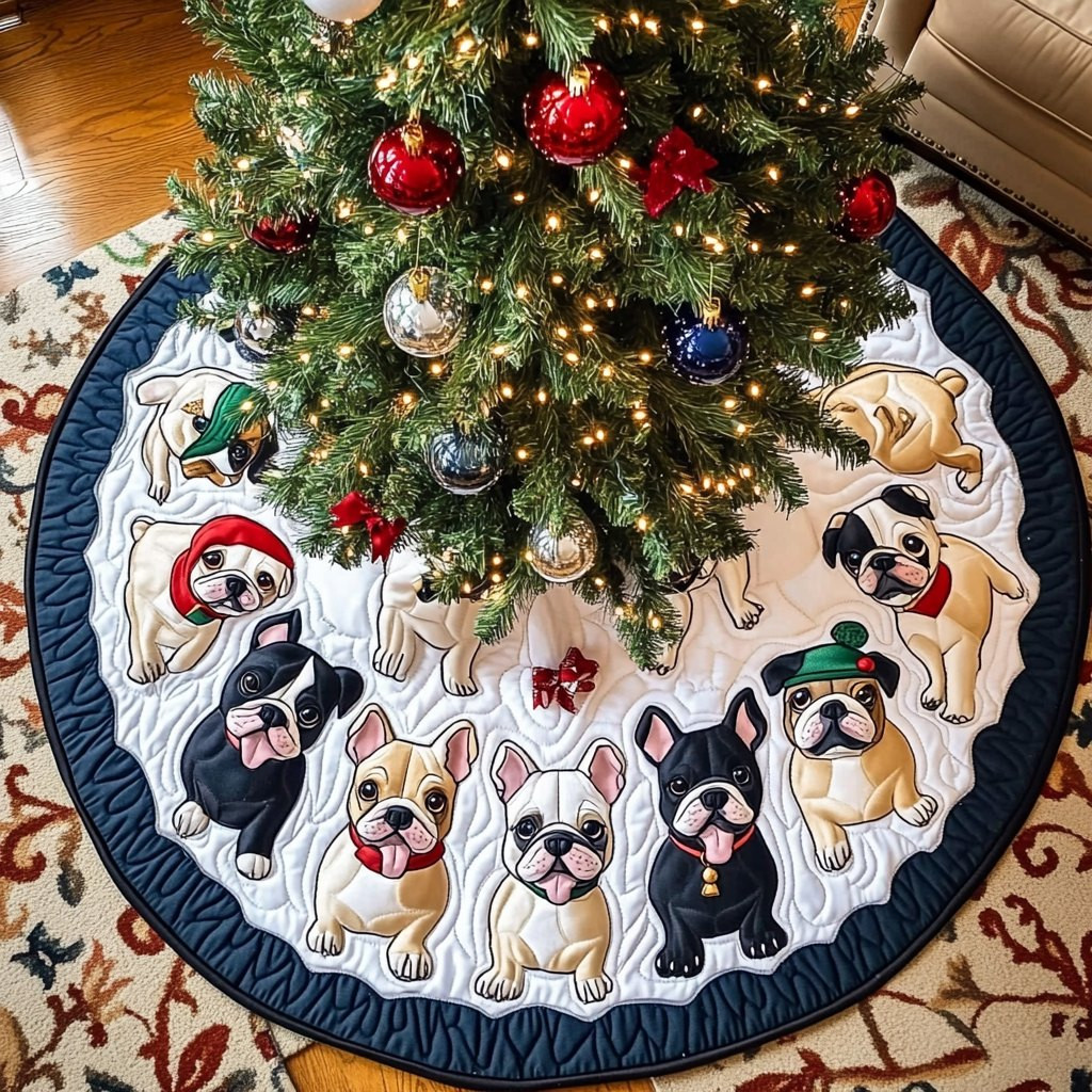 French Bulldog Noel Night Christmas Tree Skirt - Made to Order TREEK101