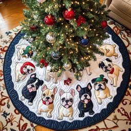 French Bulldog Noel Night Christmas Tree Skirt - Made to Order TREEK101