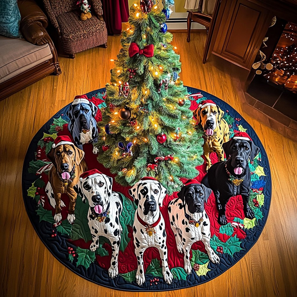 Great Dane Winter Wishes Christmas Tree Skirt - Made to Order TREEK101