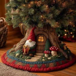 Gnome Small Gift Christmas Tree Skirt - Made to Order TREEK101