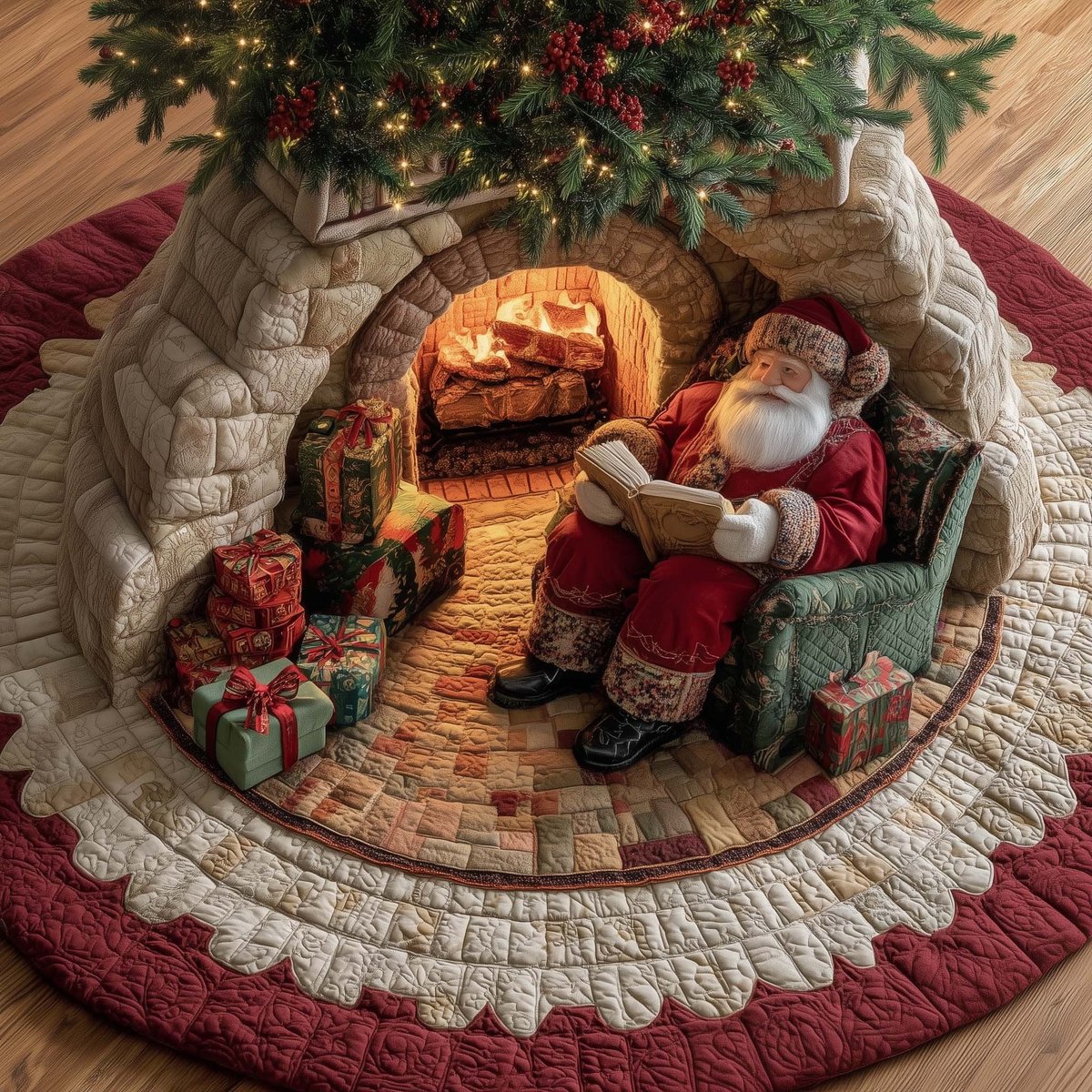 Reading Santa Christmas Tree Skirt - Made to Order TREEK101