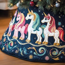 Christmas Joyful Unicorn Christmas Tree Skirt - Made to Order TREEK101