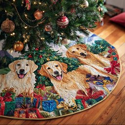 Golden Retrievers Joy Christmas Tree Skirt - Made to Order TREEK101